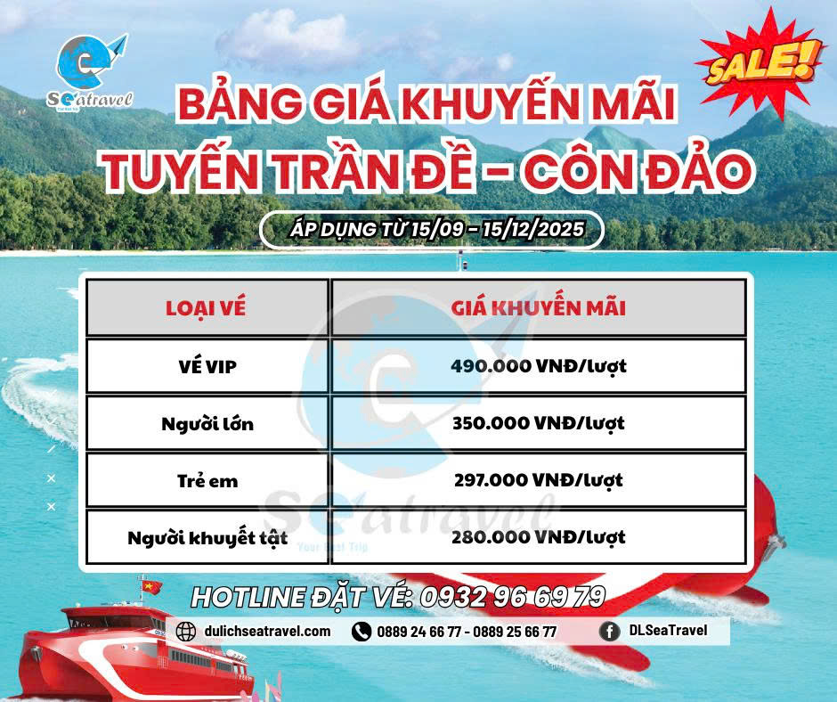 GIÁ VÉ TUYẾN CÔN ĐẢO